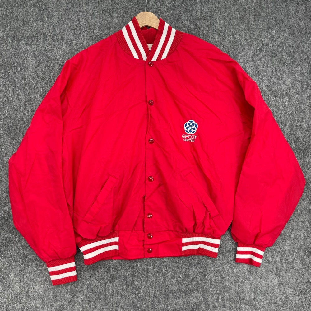 Vintage Disney EPCOT Center Jacket Mens XL Red Varsity Bomber Walt Disney World